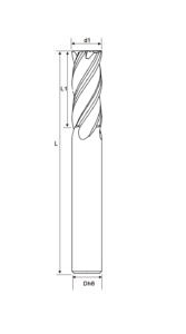 d1 Diamete Dh6 shank diameter L1 flute length L OVL